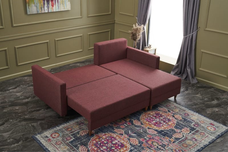 Aydama Bäddsoffa m. Divan 4-sits 192x135 - Röd - Möbler - Soffa - Bäddsoffa