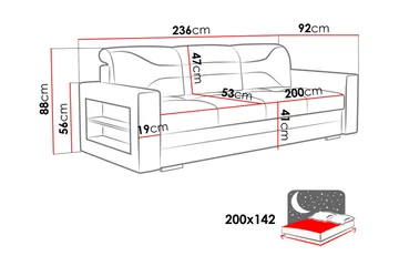 Bäddsoffa 236cm - Mörkgrå - Möbler - Soffa - Bäddsoffa