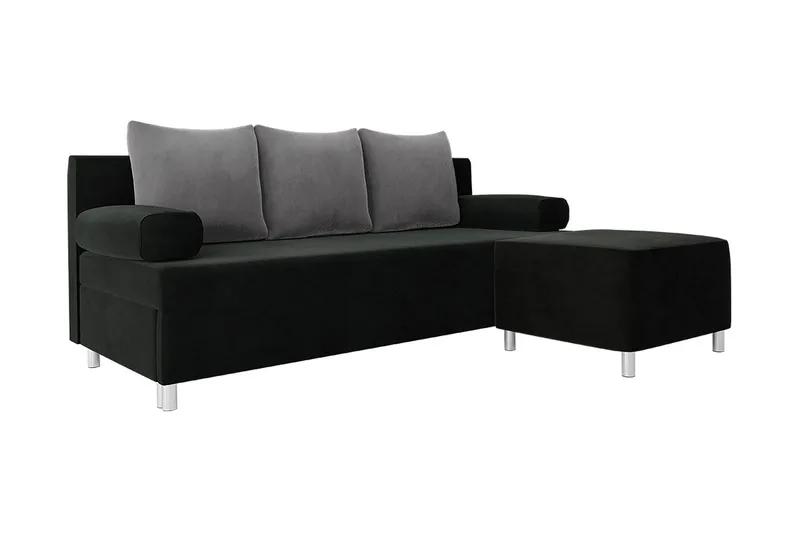 Skatteg Bäddsoffa med Sittpuff - Svart|Grå - Möbler - Soffa - Bäddsoffa - Bäddsoffa divan