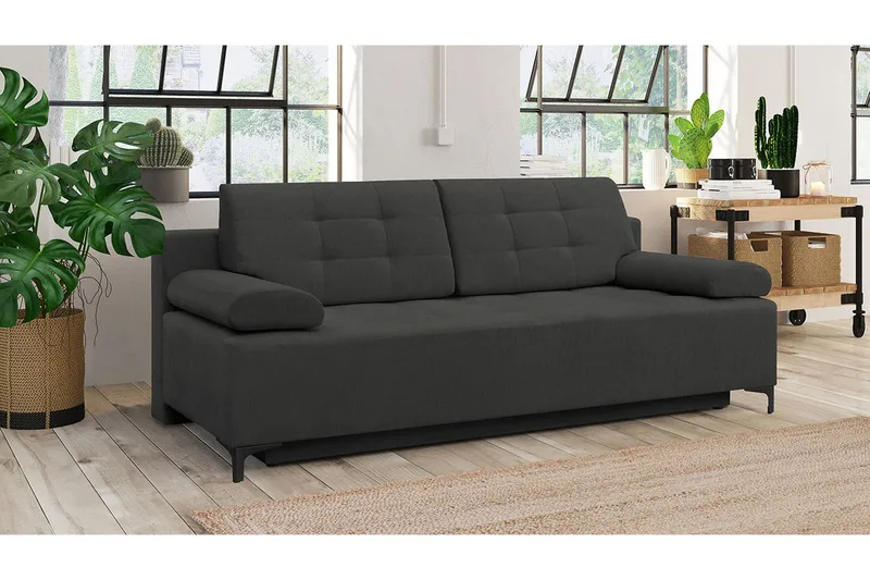 Bäddsoffa FABIO LED-belysning - Svart - Möbler - Soffa - Bäddsoffa