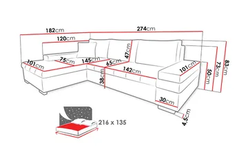 Bäddsoffa med divan - Beige - Möbler - Soffa - Bäddsoffa