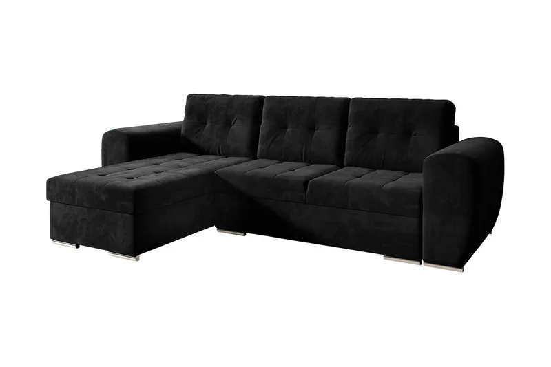 Bäddsoffa med divan - Svart - Möbler - Soffa - Bäddsoffa