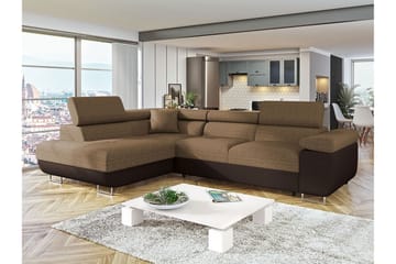 Bäddsoffa med schäslong - Brun - Möbler - Soffa - Bäddsoffa