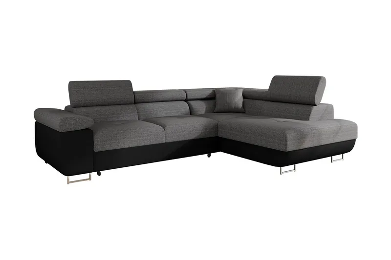 Bäddsoffa med schäslong, Grå