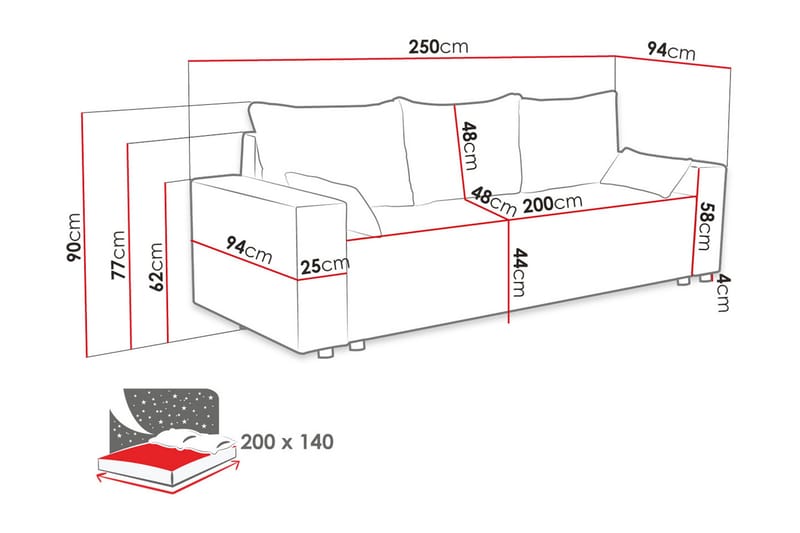 Bäddsoffa - Rosa - Möbler - Soffa - Bäddsoffa