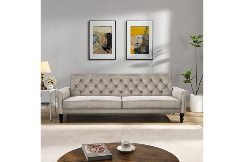 Bäddsoffa utan divan & schäslong Loft24 Tyne Bäddsoffa 3-sits Beige - Möbler - Soffa - Bäddsoffa