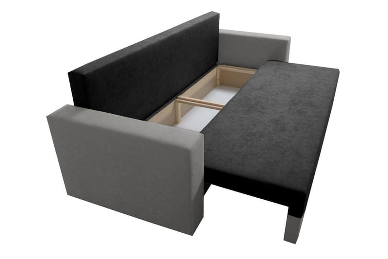 Banaso 3-sits Längsbäddad Bäddsoffa 130x200 cm med Förvaring i Sammet - Röd|Svart - Möbler - Soffa - Bäddsoffa