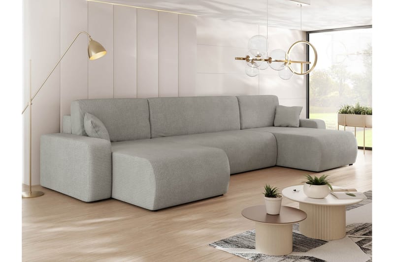 Barile Bäddsoffa Dubbeldivan 4-sits i Plysch - Grå - Möbler - Soffa - Bäddsoffa