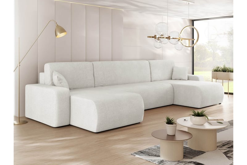 Barile Bäddsoffa Dubbeldivan 4-sits i Plysch - Vit - Möbler - Soffa - Bäddsoffa