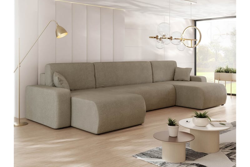 Barile Bäddsoffa Dubbeldivan 4-sits i Plysch - Brun - Möbler - Soffa - Bäddsoffa