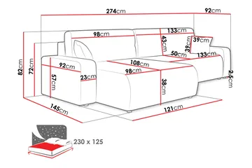 Barile Bäddsoffa med Divan 3-sits i Plysch - Grå - Möbler - Soffa - Bäddsoffa
