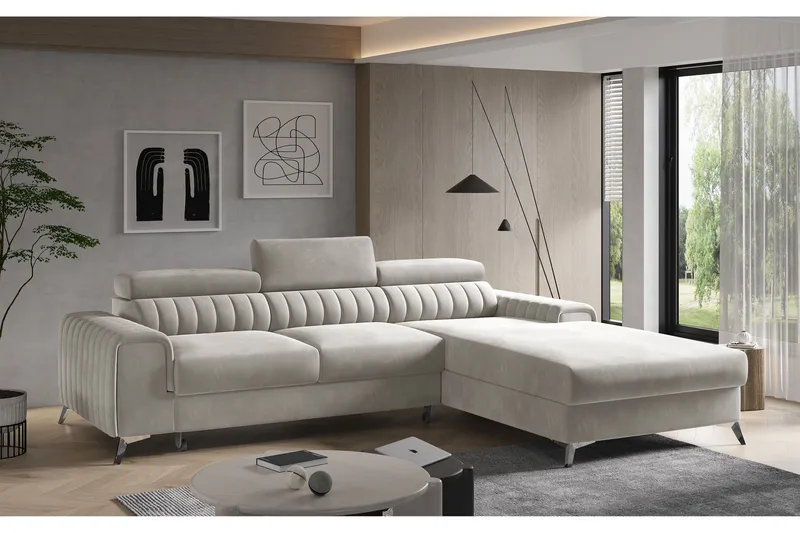 Bassfield Divanbäddsoffa Höger, Beige