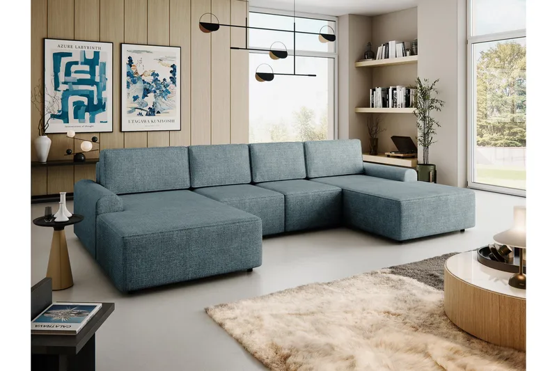 Bella Bäddsoffa Dubbeldivan 4-sits i Plysch - Grå - Möbler - Soffa - Bäddsoffa