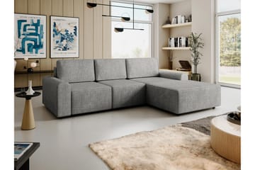 Bella Bäddsoffa med Divan 3-sits i Plysch - Grå - Möbler - Soffa - Bäddsoffa