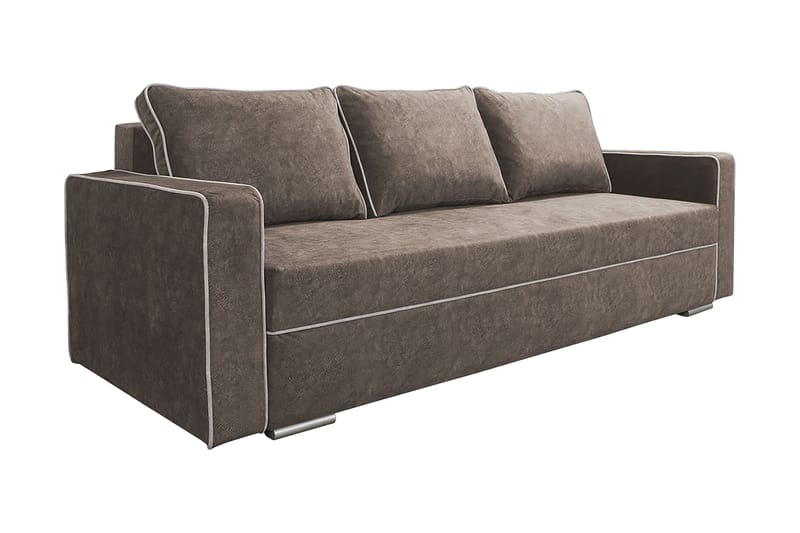 Beno 3-sits Längsbäddad Bäddsoffa 143x200 cm med Förvaring i Tyg - Brun - Möbler - Soffa - Bäddsoffa