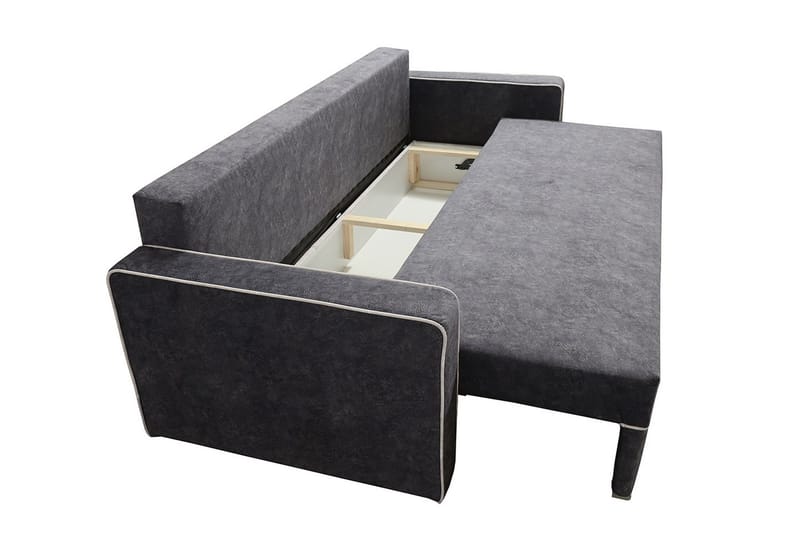 Beno 3-sits Längsbäddad Bäddsoffa 143x200 cm med Förvaring i Tyg - Brun - Möbler - Soffa - Bäddsoffa