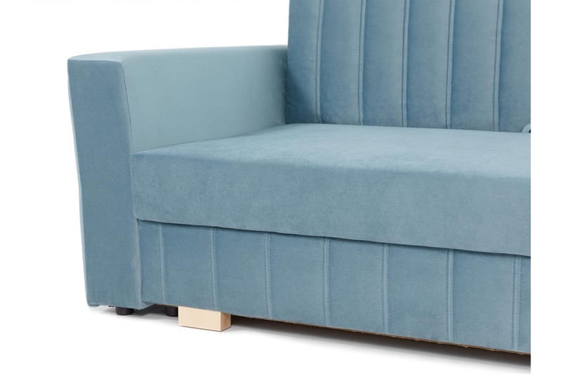 Bensbyn 2-sits Bäddsoffa med Förvaring och Vertikala Sömmar i Sammet - Grå - Möbler - Soffa - Bäddsoffa