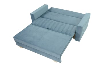 Bensbyn 2-sits Bäddsoffa med Förvaring och Vertikala Sömmar i Sammet - Grå - Möbler - Soffa - Bäddsoffa