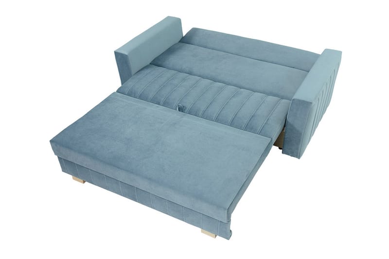 Bensbyn 2-sits Bäddsoffa med Förvaring och Vertikala Sömmar i Sammet - Grå - Möbler - Soffa - Bäddsoffa