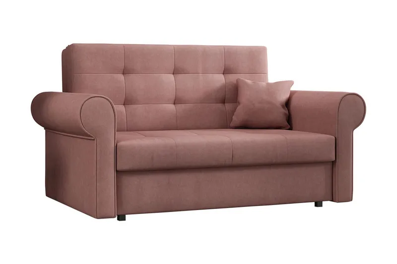 Bensbyn 2-sits Längsbäddad Rektangulär Bäddsoffa i Sammet med Rullarmstöd - Rosa - Möbler - Soffa - Bäddsoffa