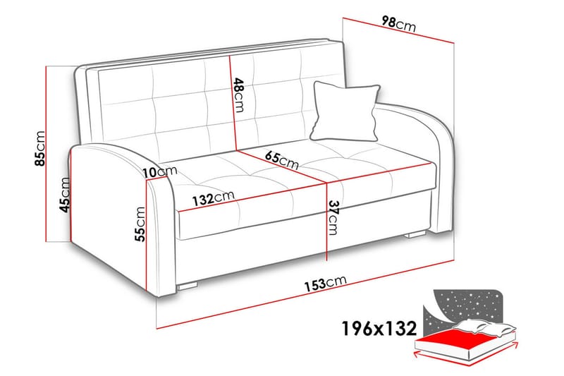 Bensbyn Bäddsoffa 153x98x85 cm - Mörkgrå - Möbler - Soffa - Bäddsoffa