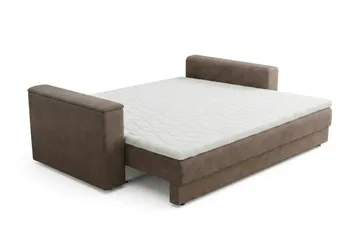 Bergen Extra djup 3-sits Bäddsoffa med Bäddmadrass i Latex och Tvättbar klädsel - Brun - Möbler - Soffa - Bäddsoffa