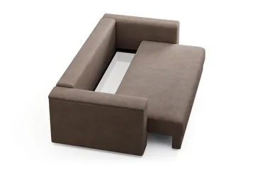 Bergen Extra djup 3-sits Bäddsoffa med Bäddmadrass i Latex och Tvättbar klädsel - Brun - Möbler - Soffa - Bäddsoffa