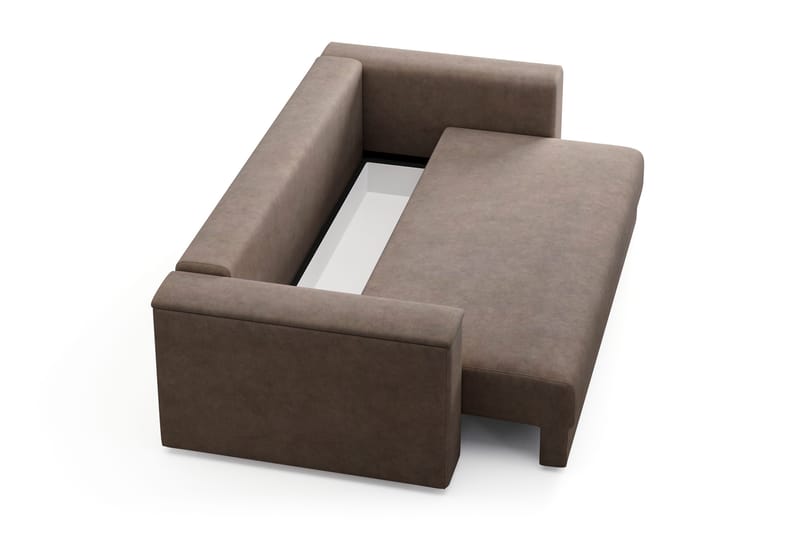 Bergen Extra djup 3-sits Bäddsoffa med Bäddmadrass i Latex och Tvättbar klädsel - Brun - Möbler - Soffa - Bäddsoffa