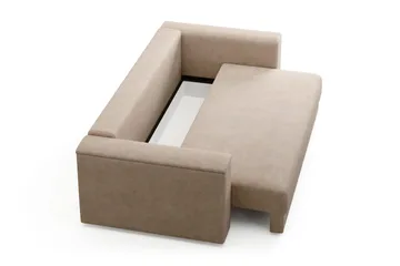 Bergen Extra djup 3-sits Bäddsoffa med Bäddmadrass i Memoryskum och Tvättbar klädsel - Beige - Möbler - Soffa - Bäddsoffa