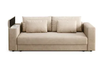 Bergen Extra djup 3-sits Bäddsoffa med Bäddmadrass i Polyesterskum Vändbar Sommar- & Vintersida och Tvättbar klädsel - Beige - Möbler - Soffa - Bäddsoffa