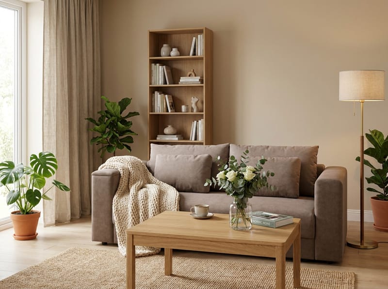 Bergen Extra djup 3-sits Bäddsoffa med Bäddmadrass i Polyesterskum Vändbar Sommar- & Vintersida och Tvättbar klädsel - Brun - Möbler - Soffa - Bäddsoffa