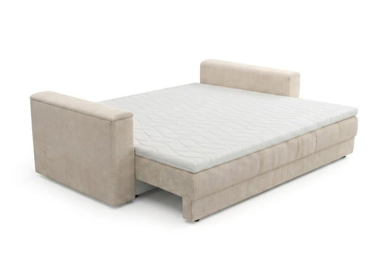 Bergen Extra djup 3-sits Bäddsoffa med Bäddmadrass i Polyesterskum Vändbar Sommar- & Vintersida och Tvättbar klädsel - Beige - Möbler - Soffa - Bäddsoffa