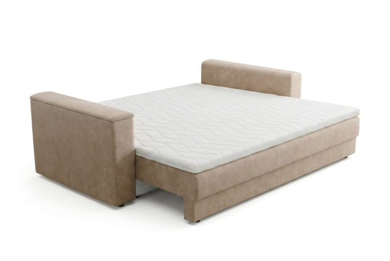 Bergen Extra djup 3-sits Bäddsoffa med Bäddmadrass i Polyesterskum Vändbar Sommar- & Vintersida och Tvättbar klädsel - Beige - Möbler - Soffa - Bäddsoffa