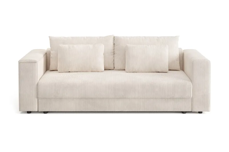 Bergen Extra djup 3-sits Bäddsoffa med Bäddmadrass i Polyesterskum Vändbar Sommar- & Vintersida och Tvättbar klädsel - Beige - Möbler - Soffa - Bäddsoffa