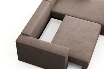 Bergen Extra djup 3-sits Bäddsoffa med Divan och Bäddmadrass i Latex och Tvättbar klädsel - Brun - Möbler - Soffa - Bäddsoffa