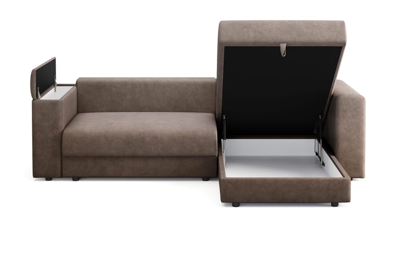 Bergen Extra djup 3-sits Bäddsoffa med Divan och Bäddmadrass i Latex och Tvättbar klädsel - Brun - Möbler - Soffa - Bäddsoffa