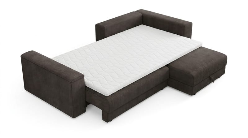 Bergen Extra djup 3-sits Bäddsoffa med Divan och Bäddmadrass i Latex och Tvättbar klädsel - Mörkgrå - Möbler - Soffa - Bäddsoffa