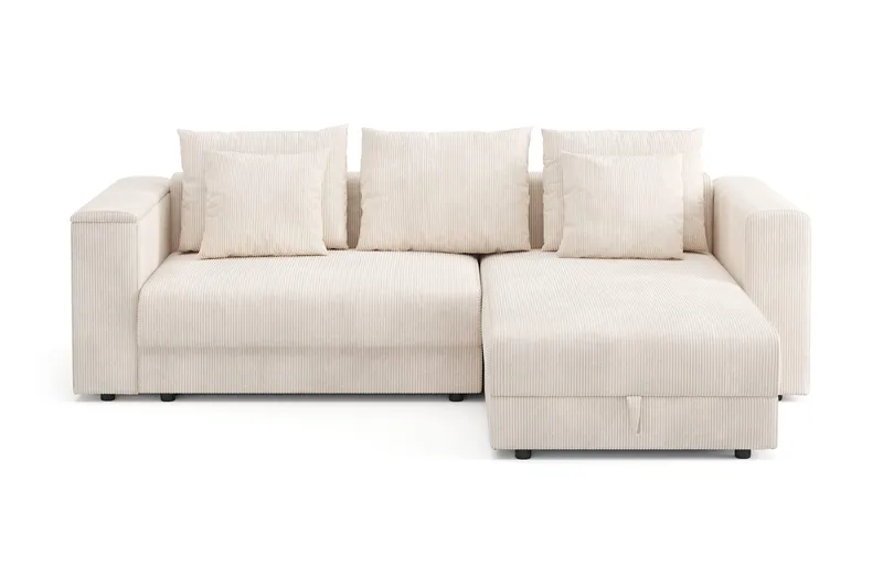 Bergen Extra djup 3-sits Bäddsoffa med Divan och Bäddmadrass i Memoryskum och Tvättbar klädsel - Beige - Möbler - Soffa - Bäddsoffa