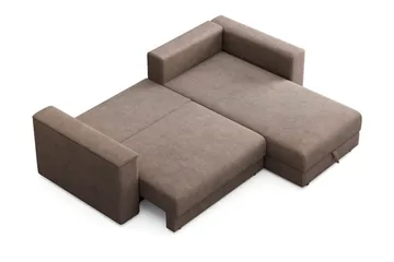 Bergen Extra djup 3-sits Bäddsoffa med Divan och Bäddmadrass i Memoryskum och Tvättbar klädsel - Brun - Möbler - Soffa - Bäddsoffa