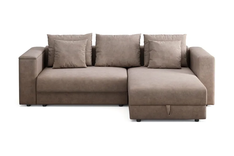 Bergen Extra djup 3-sits Bäddsoffa med Divan och Bäddmadrass i Memoryskum och Tvättbar klädsel - Brun - Möbler - Soffa - Bäddsoffa
