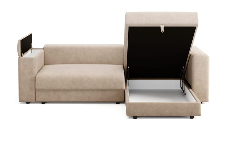 Bergen Extra djup 3-sits Bäddsoffa med Divan och Bäddmadrass i Polyesterskum och Tvättbar klädsel - Beige - Möbler - Soffa - Bäddsoffa