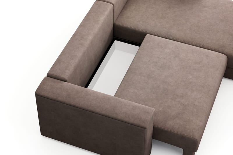 Bergen Extra djup 3-sits Bäddsoffa med Divan och Bäddmadrass i Polyesterskum och Tvättbar klädsel - Brun - Möbler - Soffa - Bäddsoffa