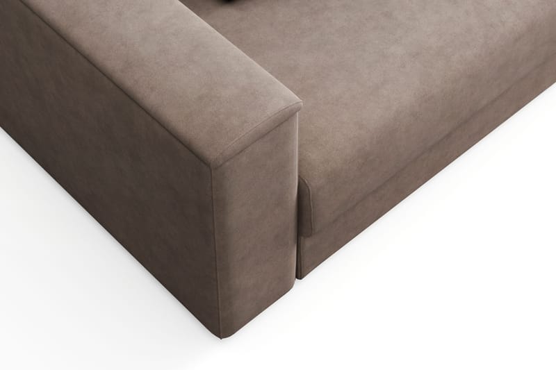 Bergen Extra djup 3-sits Bäddsoffa med Divan och Bäddmadrass i Polyesterskum och Tvättbar klädsel - Brun - Möbler - Soffa - Bäddsoffa