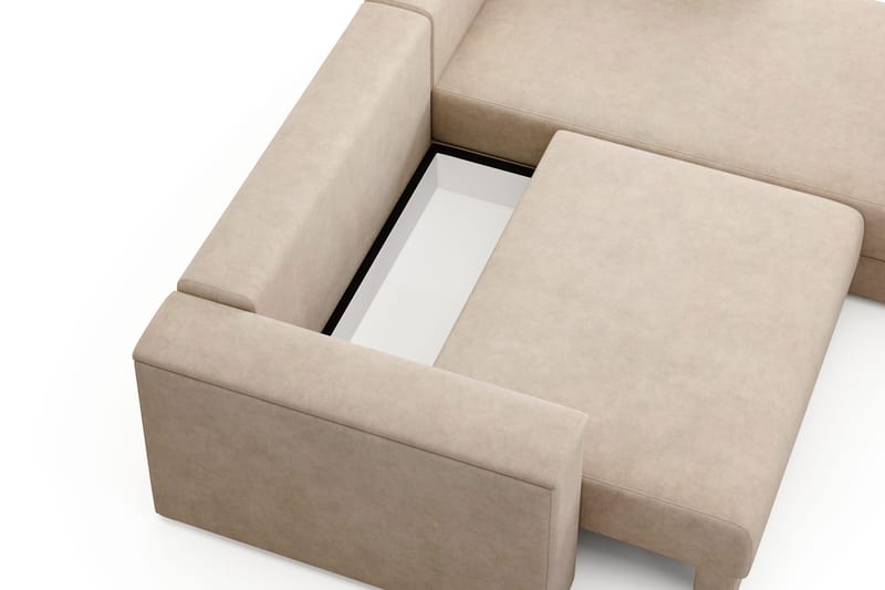 Bergen Extra djup 3-sits Bäddsoffa med Divan och Bäddmadrass i Polyesterskum och Tvättbar klädsel - Beige - Möbler - Soffa - Bäddsoffa