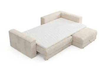 Bergen Extra djup 3-sits Bäddsoffa med Divan och Bäddmadrass i Polyesterskum och Tvättbar klädsel - Beige - Möbler - Soffa - Bäddsoffa