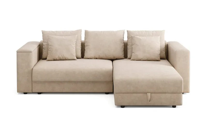 Bergen Extra djup 3-sits Bäddsoffa med Divan och Bäddmadrass i Polyesterskum och Tvättbar klädsel - Beige - Möbler - Soffa - Bäddsoffa