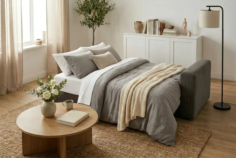 Bergen Extra Djup 3-sits Bäddsoffa med förvaring i manchester - Taupe - Möbler - Soffa - Bäddsoffa