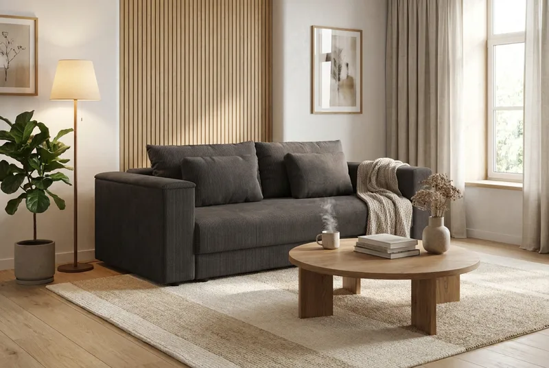 Bergen Extra Djup 3-sits Bäddsoffa med förvaring i manchester - Taupe - Möbler - Soffa - Bäddsoffa