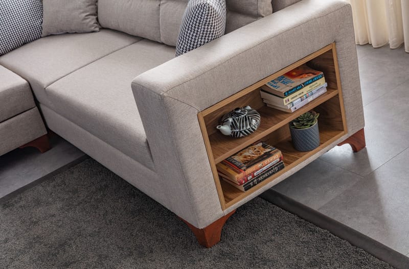 Bervik Hörnsoffa 230x90x150 cm - Kräm - Möbler - Soffa - Bäddsoffa