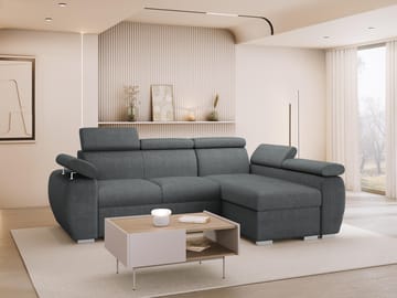Binche 3-sits Bäddsoffa divan höger med förvaring - Mörkgrå - Möbler - Soffa - Bäddsoffa